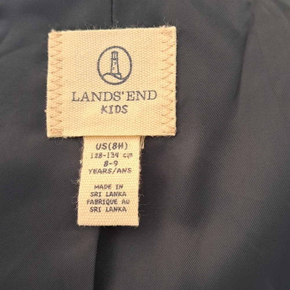 NWOT Lands' End Boys Youth Classic Navy Wool Blend‎ Blazer Lined Gold Buttons 8H